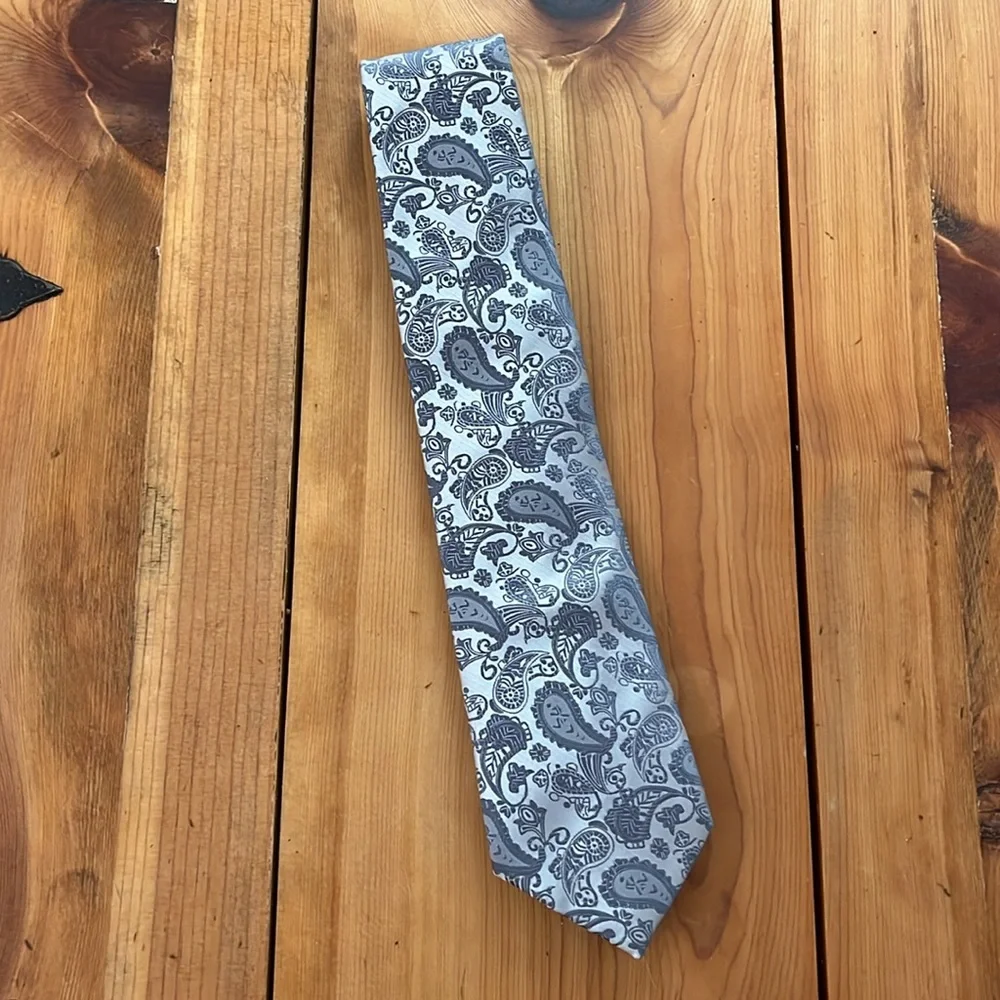 GEEK-M HAND MADE MICROFIBER PAISLEY TIE GRAY SILVER